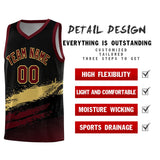 Custom Black Khaki and Red Graffiti Pattern Sports Uniform Basketball Jersey