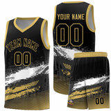 Custom Black White and Khaki Graffiti Pattern Sports Uniform Basketball Jersey