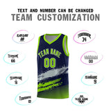 Custom Navy Gray and Neon Green Graffiti Pattern Sports Uniform Basketball Jersey
