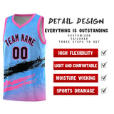 Custom Powder Blue Black and Pink Graffiti Pattern Sports Uniform Basketball Jersey