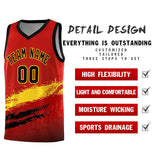 Custom Red Gold and Black Graffiti Pattern Sports Uniform Basketball Jersey