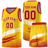 Custom Yellow White and Red Graffiti Pattern Sports Uniform Basketball Jersey