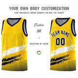 Custom Yellow White and Navy Graffiti Pattern Sports Uniform Basketball Jersey