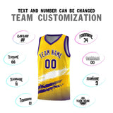 Custom Yellow White and Purple Graffiti Pattern Sports Uniform Basketball Jersey