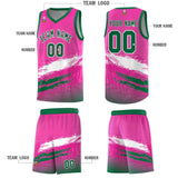 Custom Pink White and Kelly Green Graffiti Pattern Sports Uniform Basketball Jersey