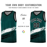 Custom Midnight Green White and Black Graffiti Pattern Sports Uniform Basketball Jersey