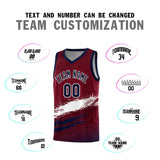 Custom Crimson White and Navy Graffiti Pattern Sports Uniform Basketball Jersey