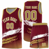 Custom Crimson White and Khaki Graffiti Pattern Sports Uniform Basketball Jersey