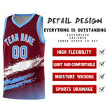 Custom Crimson White and Powder Blue Graffiti Pattern Sports Uniform Basketball Jersey