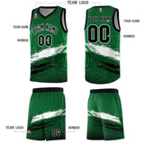 Custom Kelly Green White and Black Graffiti Pattern Sports Uniform Basketball Jersey