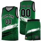 Custom Kelly Green White and Black Graffiti Pattern Sports Uniform Basketball Jersey