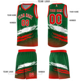 Custom Kelly Green White and Red Graffiti Pattern Sports Uniform Basketball Jersey