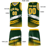 Custom Green White and Yellow Graffiti Pattern Sports Uniform Basketball Jersey