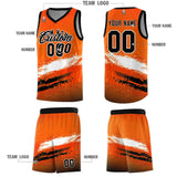 Custom Orange White and Black Graffiti Pattern Sports Uniform Basketball Jersey