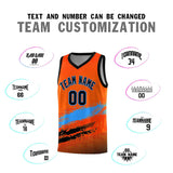 Custom Orange Powder Blue and Black Graffiti Pattern Sports Uniform Basketball Jersey