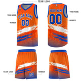 Custom Orange White and Royal Graffiti Pattern Sports Uniform Basketball Jersey