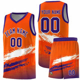 Custom Orange White and Purple Graffiti Pattern Sports Uniform Basketball Jersey