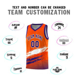Custom Orange White and Purple Graffiti Pattern Sports Uniform Basketball Jersey