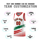 Custom White Kelly Green and Red Graffiti Pattern Sports Uniform Basketball Jersey
