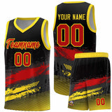 Custom Black Red and Gold Graffiti Pattern Sports Uniform Basketball Jersey