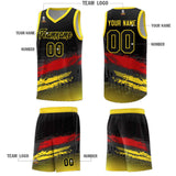 Custom Black Red and Gold Graffiti Pattern Sports Uniform Basketball Jersey