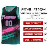 Custom Black Pink and Aqua Graffiti Pattern Sports Uniform Basketball Jersey