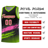 Custom Black Pink and Neon Green Graffiti Pattern Sports Uniform Basketball Jersey