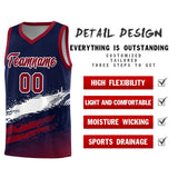 Custom Navy White and Crimson Graffiti Pattern Sports Uniform Basketball Jersey