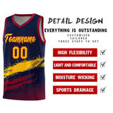 Custom Navy Yellow and Crimson Graffiti Pattern Sports Uniform Basketball Jersey