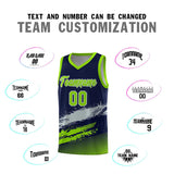 Custom Navy Gray and Neon Green Graffiti Pattern Sports Uniform Basketball Jersey