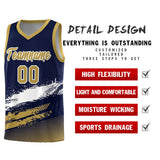 Custom Navy White and Old Gold Graffiti Pattern Sports Uniform Basketball Jersey