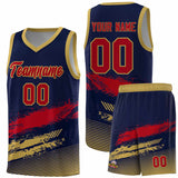 Custom Navy Red and Old Gold Graffiti Pattern Sports Uniform Basketball Jersey