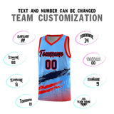 Custom Powder Blue Navy and Red Graffiti Pattern Sports Uniform Basketball Jersey