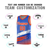 Custom Royal White and Orange Graffiti Pattern Sports Uniform Basketball Jersey