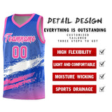 Custom Royal White and Pink Graffiti Pattern Sports Uniform Basketball Jersey