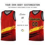 Custom Red Gold and Black Graffiti Pattern Sports Uniform Basketball Jersey