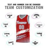 Custom Red White and Gray Graffiti Pattern Sports Uniform Basketball Jersey