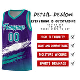Custom Purple White and Aqua Graffiti Pattern Sports Uniform Basketball Jersey