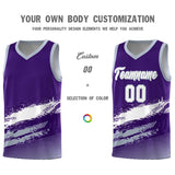 Custom Purple White and Gray Graffiti Pattern Sports Uniform Basketball Jersey