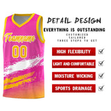 Custom Pink White and Yellow Graffiti Pattern Sports Uniform Basketball Jersey