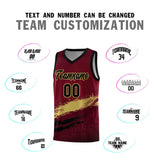 Custom Crimson Khaki and Black Graffiti Pattern Sports Uniform Basketball Jersey