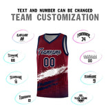 Custom Crimson White and Navy Graffiti Pattern Sports Uniform Basketball Jersey