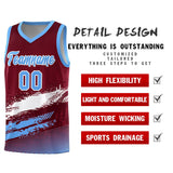 Custom Crimson White and Powder Blue Graffiti Pattern Sports Uniform Basketball Jersey
