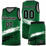 Custom Kelly Green White and Black Graffiti Pattern Sports Uniform Basketball Jersey