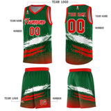 Custom Kelly Green White and Red Graffiti Pattern Sports Uniform Basketball Jersey