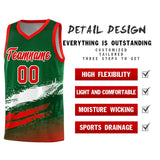 Custom Kelly Green White and Red Graffiti Pattern Sports Uniform Basketball Jersey