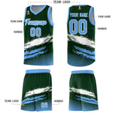 Custom Green White and Powder Blue Graffiti Pattern Sports Uniform Basketball Jersey