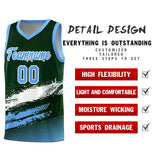 Custom Green White and Powder Blue Graffiti Pattern Sports Uniform Basketball Jersey