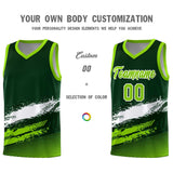 Custom Green White and Neon Green Graffiti Pattern Sports Uniform Basketball Jersey