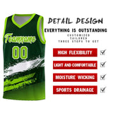 Custom Green White and Neon Green Graffiti Pattern Sports Uniform Basketball Jersey
